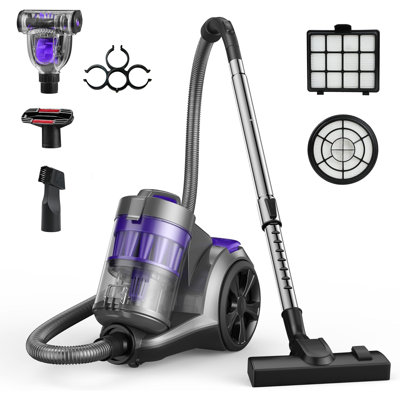 Bagless Canister Vacuum Cleaner with Multi-Cyclonic HEPA Filtration, Corded Vacuum for Hard Floors, Carpets and Pet Hair