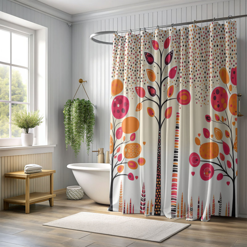 Rideau de douche abstrait Buel, H 74 po x l 71 po