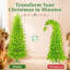 Sapin de Noël pliable et fantaisiste vert citron pré-illuminé, sapin Norfolk réaliste 2 en 1 à double style avec lumière blanche chaude, aspect classique ou incurvé, sapin de Noël mince pour décoration intérieure (1,83 m)-816011016