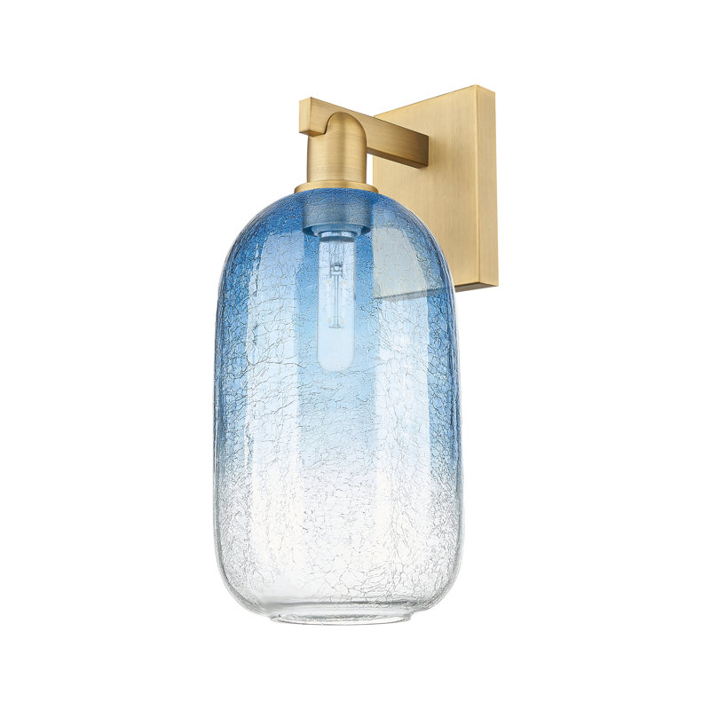 Maestas - 1 Light Wall Mount Sconce, Brushed Brass, Sapphire Blue