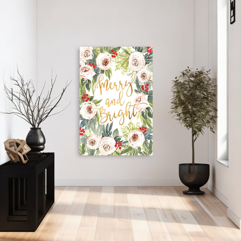 «Merry And Bright Floral Contemporary Rose Winter Flower», reproduction d'art murale, H 48 po x l 32 po