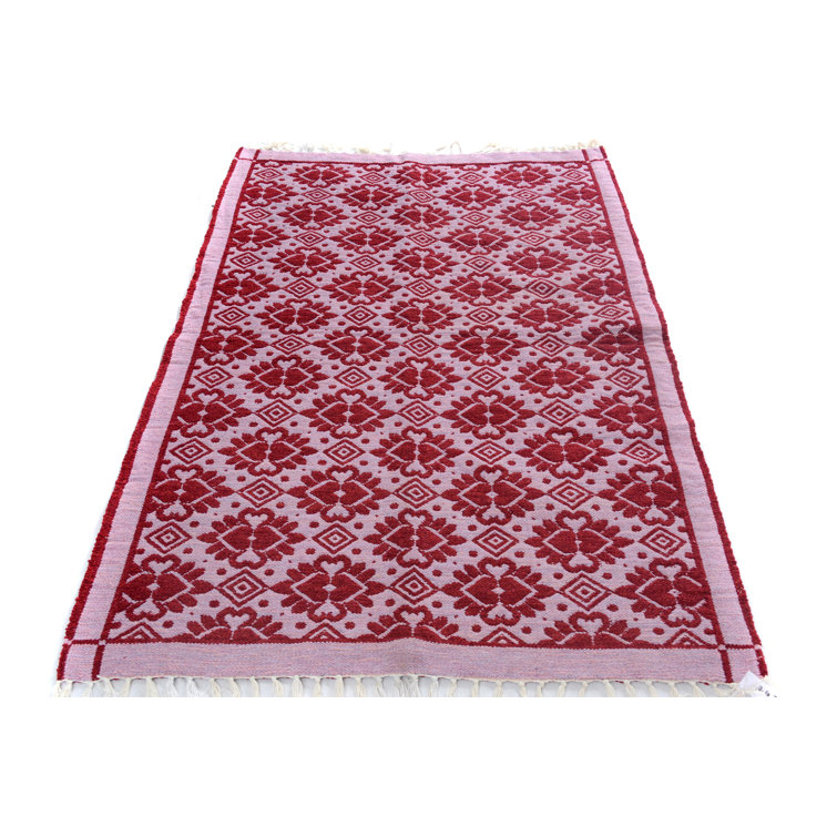 Tapis rose / rouge tissé à la main Jorge