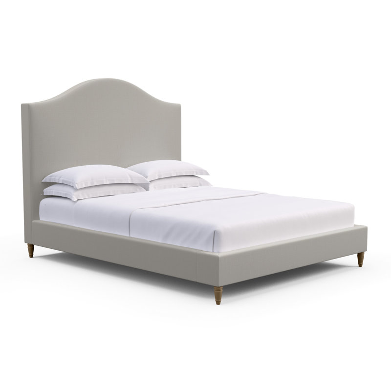 Montague Upholstered Bed, Queen, Box Weave Linen Pumice, Weathered