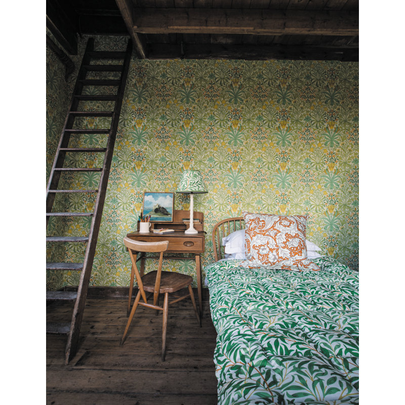 Woodland Weeds Wallpaper, Orange/Turquoise