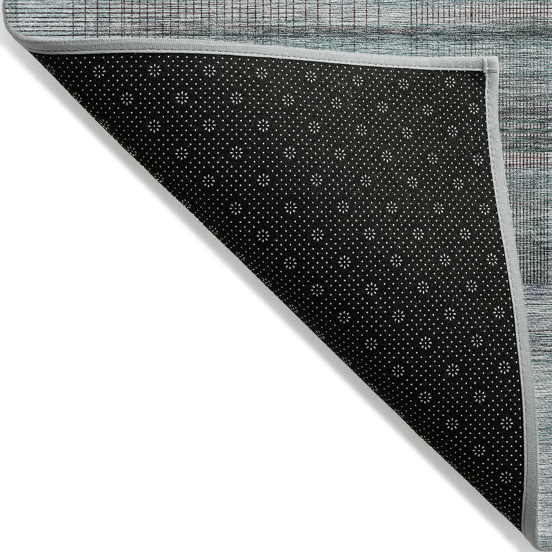 Tapis extérieur lavable rayé bleu sarcelle et gris anthracite 3 pi x 5 pi