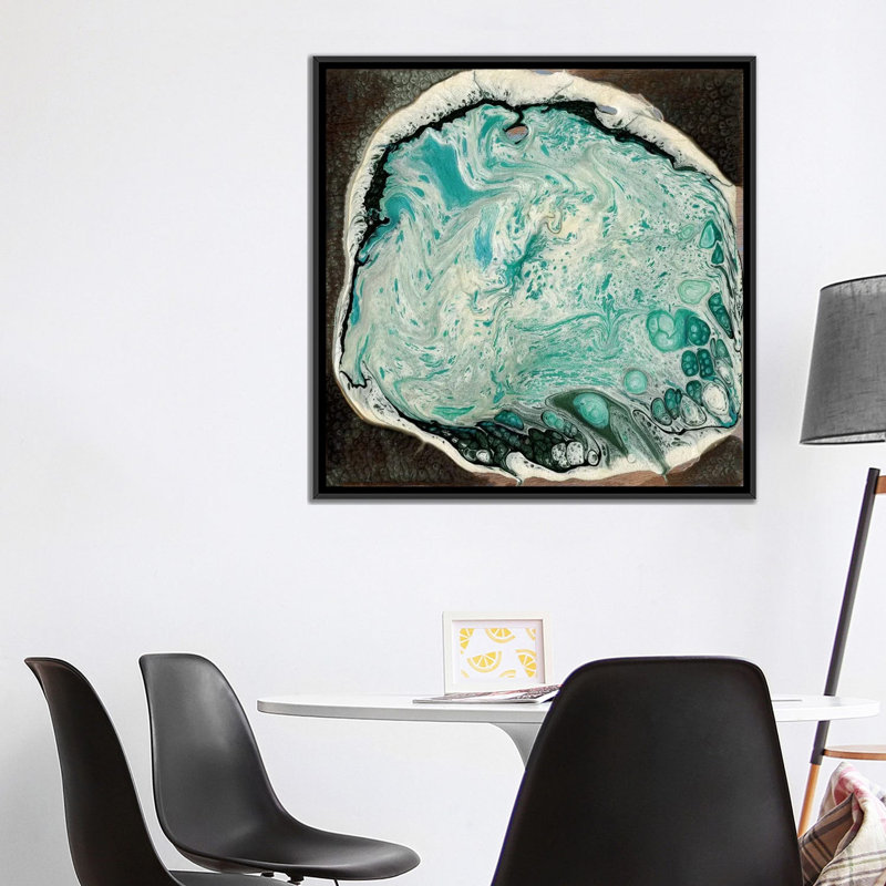 « atlantis i », impression sur toile, H 18 po x l 18 po x P 1,5 po, Toile avec cadre flottant noir, Pas de tapis