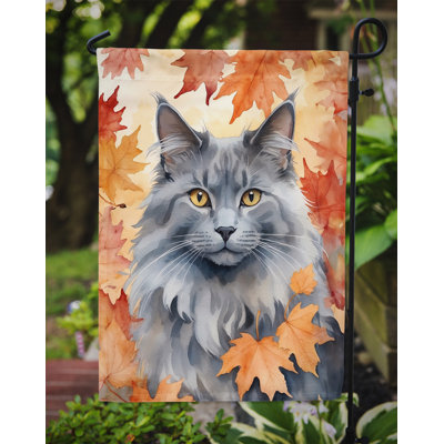 Cat in Fall Leaves Garden Flag