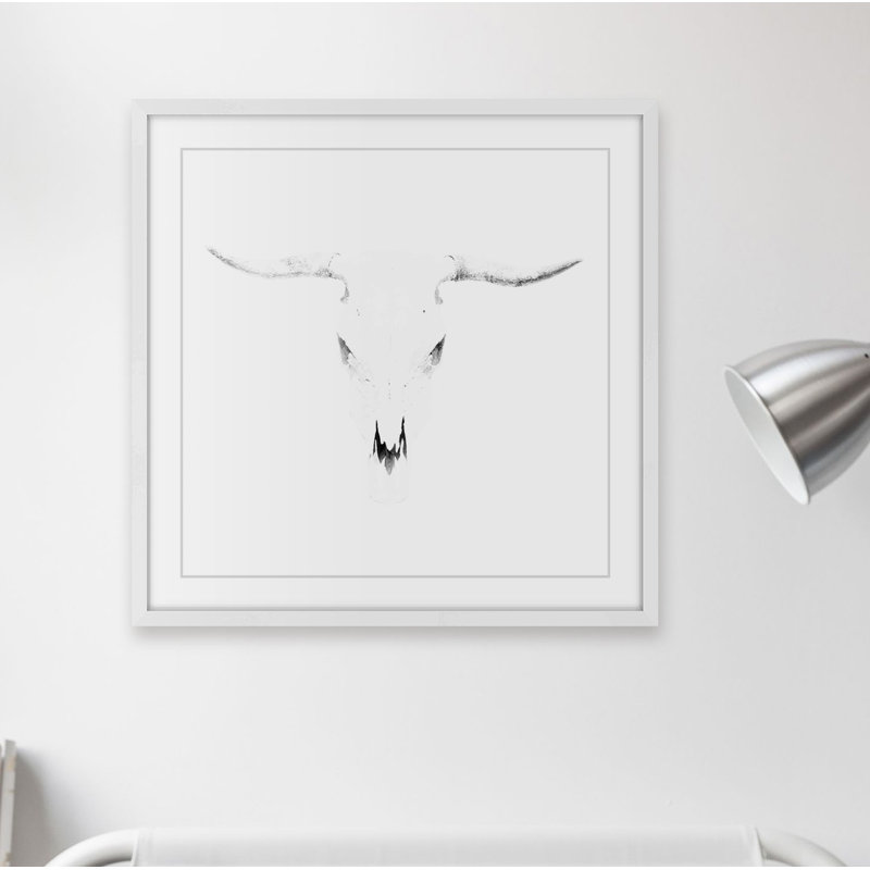 " Bleached Horns ", 18" H x 18" W x 1.5" D, White Framed