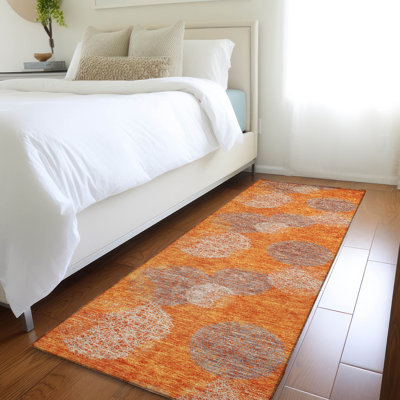 Tapis orange Prisco lavable à la machine de qualité supérieure