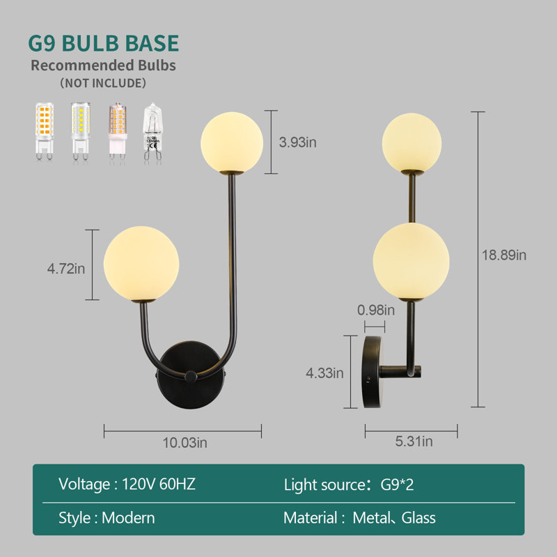 Luminaire de meuble-lavabo Mid Mid Century, Noir mat
