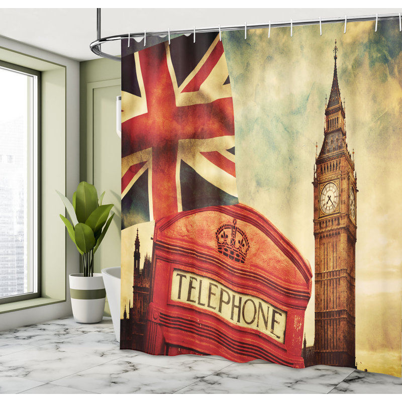 Ensemble de rideau de douche de londres + crochets, H 75 po x l 69 po