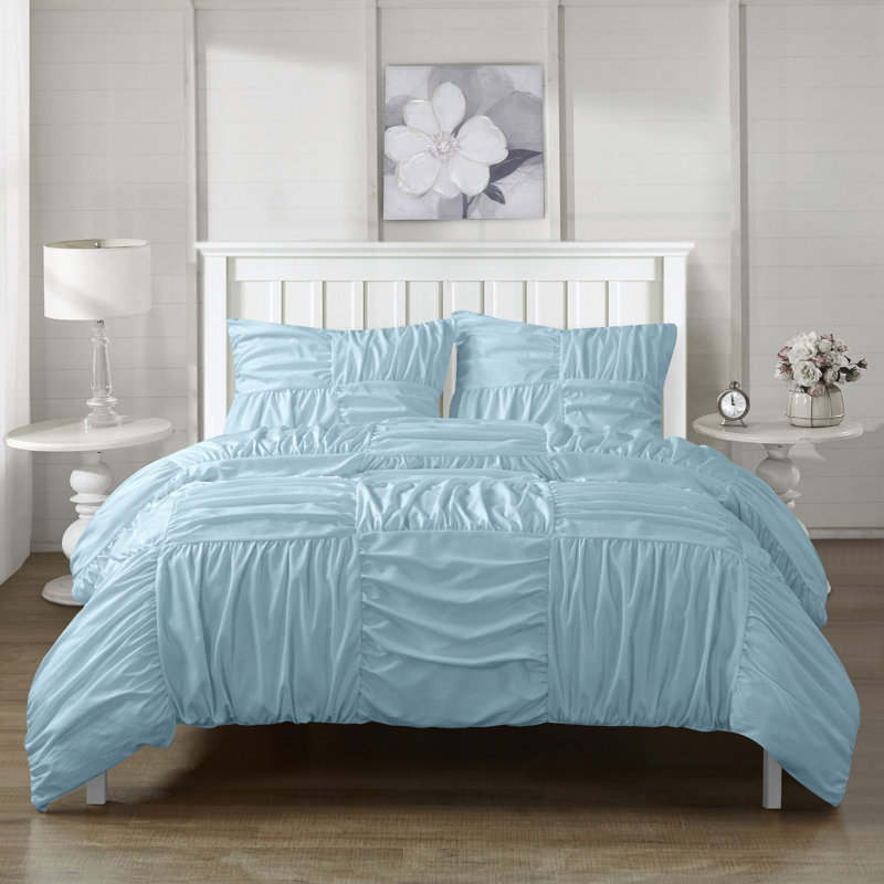 Machine Woven Duvet Cover, King Duvet Cover + 2 Shams, Light Blue