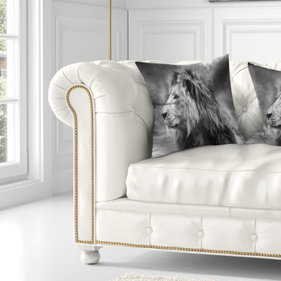 Lion africain gris et gris - coussin imprimé animal