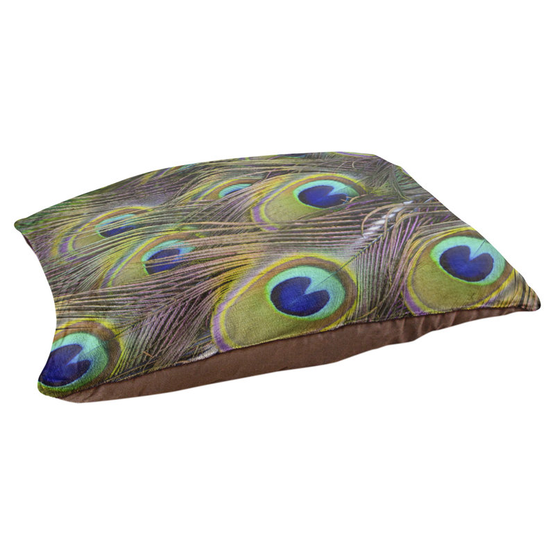 Coussin de concepteur peacock plumes Burien, L 19,5 po x l 29,5 po, Marron foncé