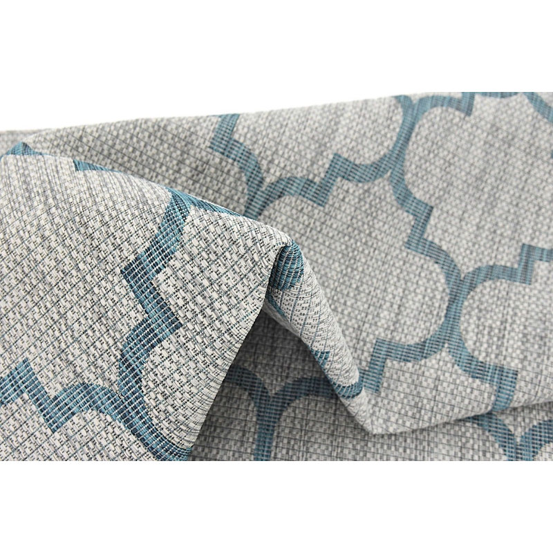 Cohl Geometric Blue Indoor/Outdoor Area Rug, Runner 2' x 6'