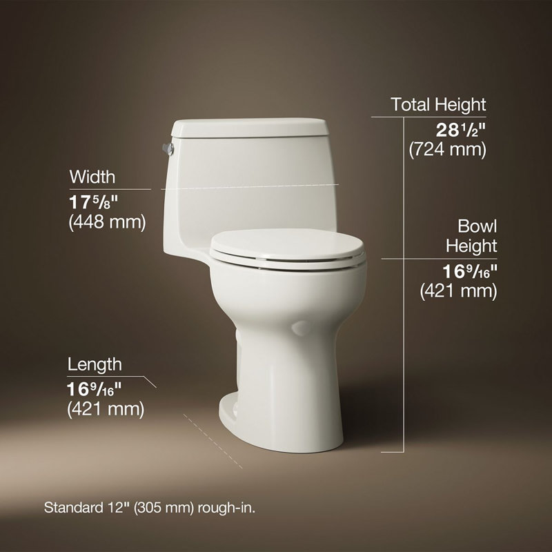 Santa Rosa Comfort Height One-Piece Compact Elongated 1.28 Gpf Toilet With Revolution 360 Swirl Flushing Technology And Continuousclean St