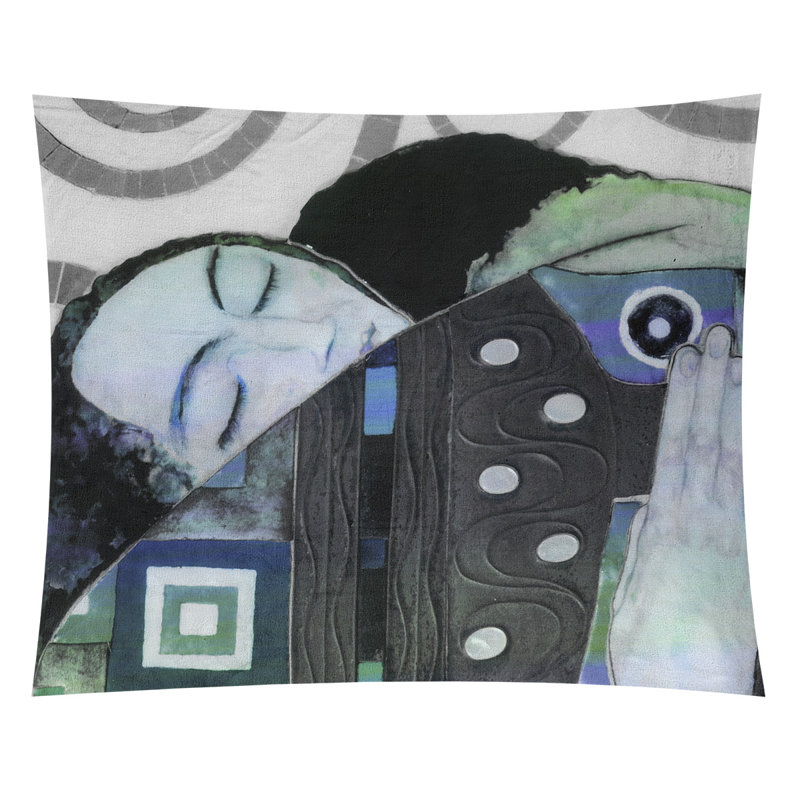 Tapisserie murale, H 63,5 po x l 54 po, Gris foncé / ivoire / vert clair