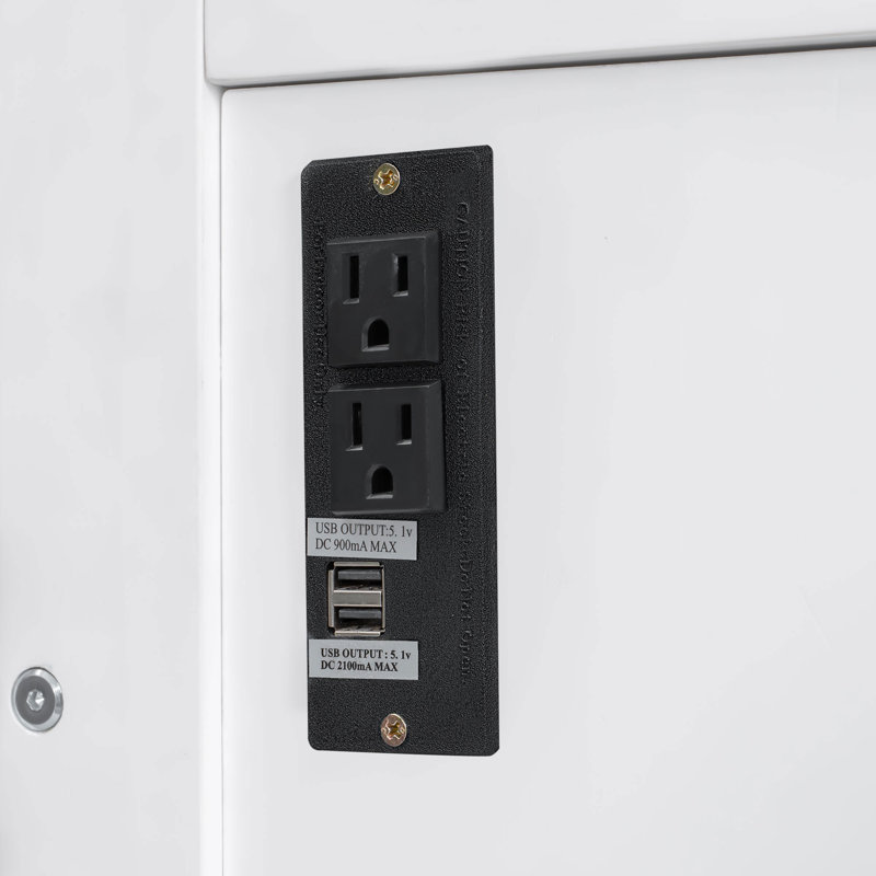 Lit escamotable avec bureau, lumières à DEL et station de charge USB, Blanc / Blanc
