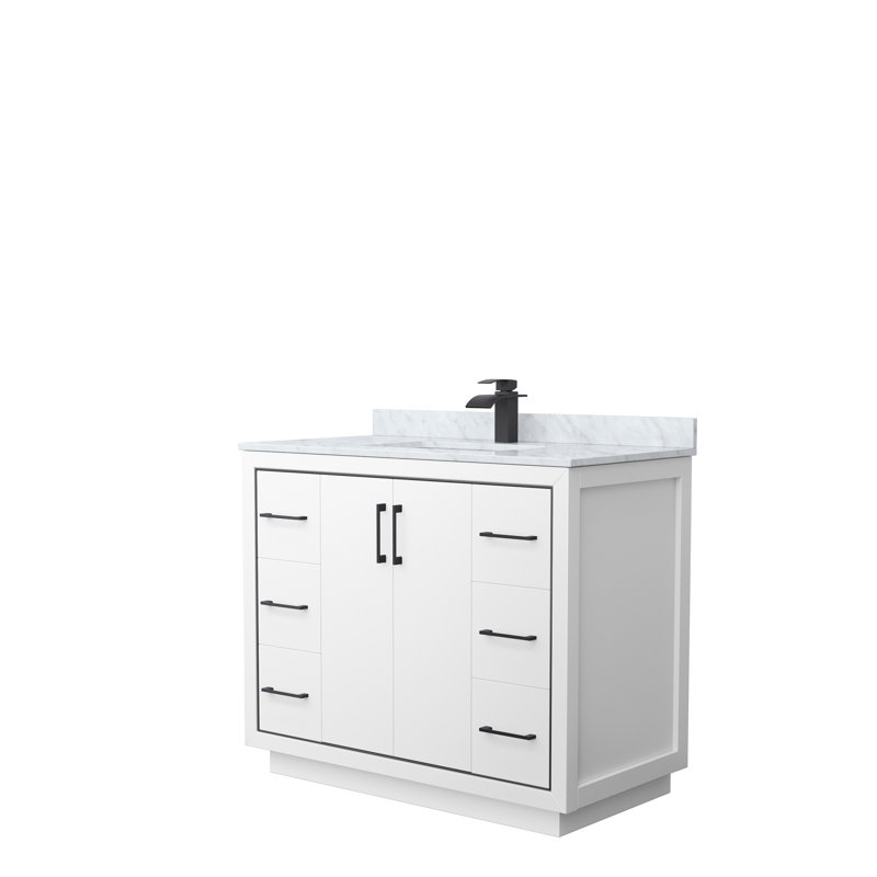Icon 42" Single Bathroom Vanity Set, Matte Black, White