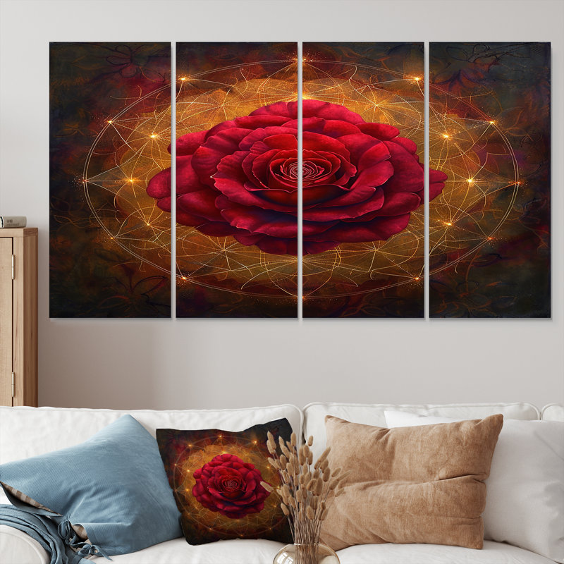 Décoration murale Tayla - rose, 4 pièces, H 32 po x l 64 po