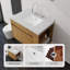 Meuble-lavabo suspendu de 76 cm avec lavabo, porte à fermeture amortie, comptoir et dosseret en marbre synthétique blanc de Carrare de 5 cm, contreplaqué