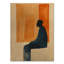 Réflexion silencieuse en position assise - Décoration murale en bois silhouette orange-27560554-27560596