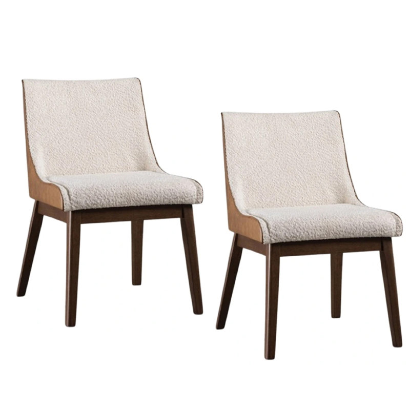 Ensemble de 2 chaises de salle à manger Iken Side, dossier à panneau courbé, bois, beige