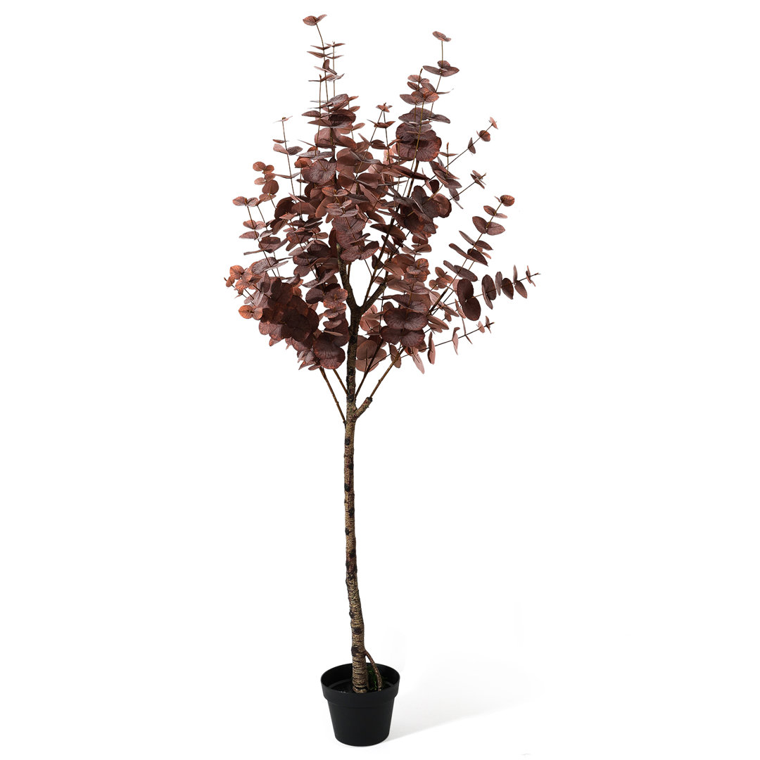 Artificial Tree Eucalyptus in Black Pot for Home Office Décor Primrue 