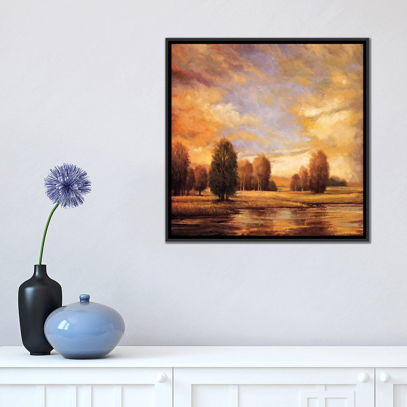 « away from it all ii », reproduction d’art sur toile, H 18 po x l 18 po x P 1,5 po, Toile avec cadre noir, Pas de tapis