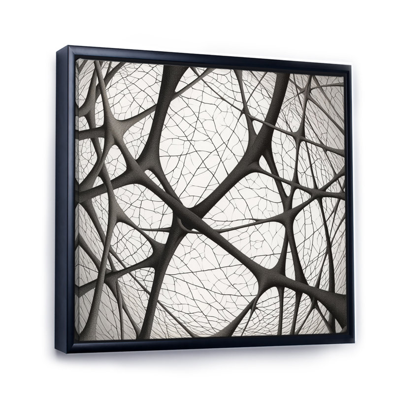 Minimaliste noir et blanc - Formes abstraites, impressions sur toile, Cadre flottant noir, H 20 po x l 12 po x P 1 po