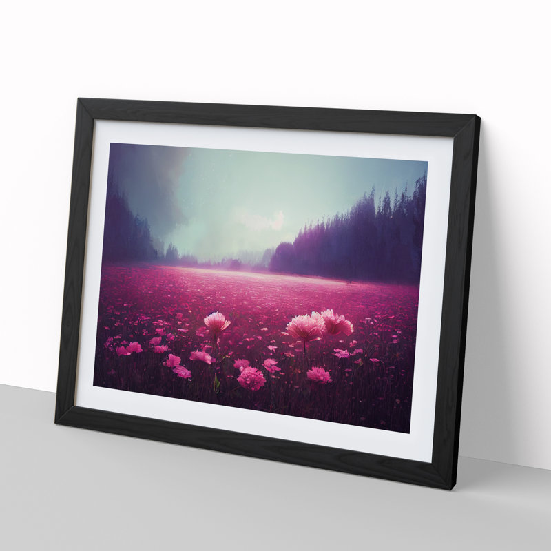 Carnation Flowers - Single Picture Frame Print, Black Framed, 46cm H x 64cm W x 2cm D
