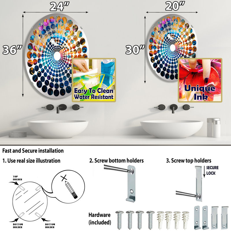 Miroir mural oval, 29,5 po x 19,6 po