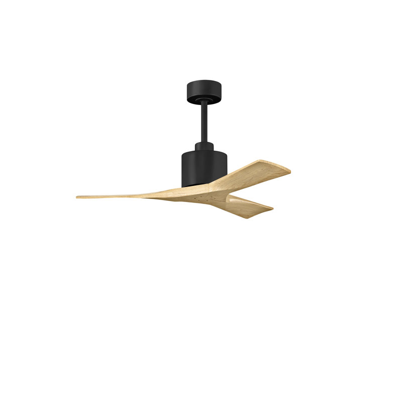 Nan 42" Ceiling Fan In Blades, Matte Black, Light Maple Tone