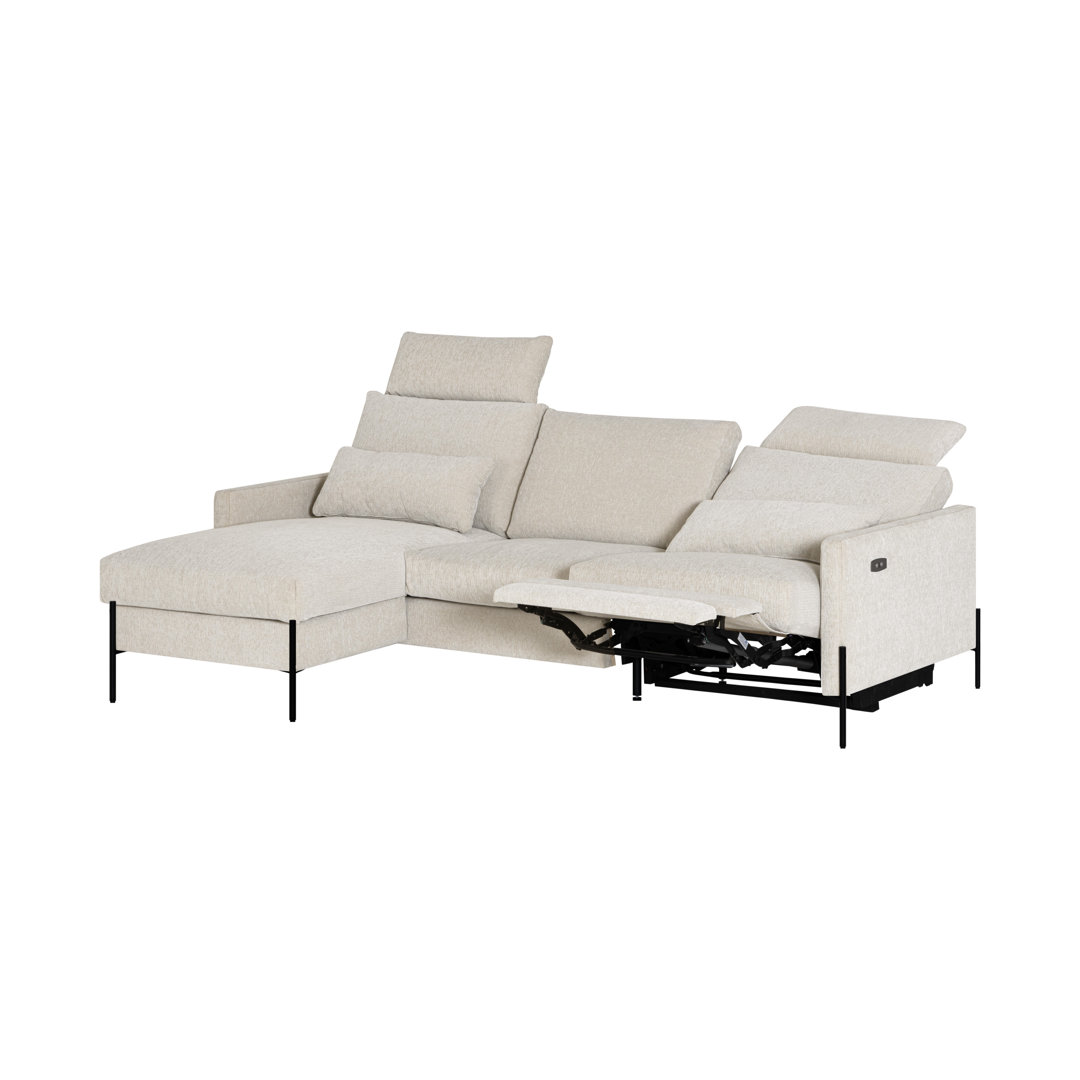 Ecksofa Laura Elektrische Relax-Funktion mit USB-Anschluss