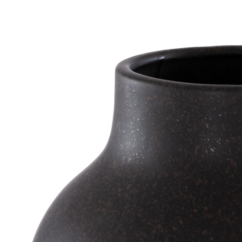 Charcoal & Beige Rustic Ceramic Vase Trio Set