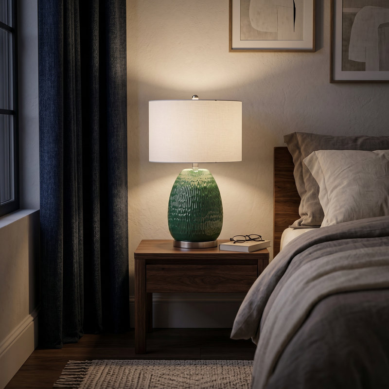 24.3" Ceramic Table Lamp, Green