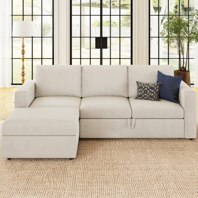 L Shaped Sofa Pull Out Sofa Bed Convertible Modular Sectional Couch Sleeper For Apartment