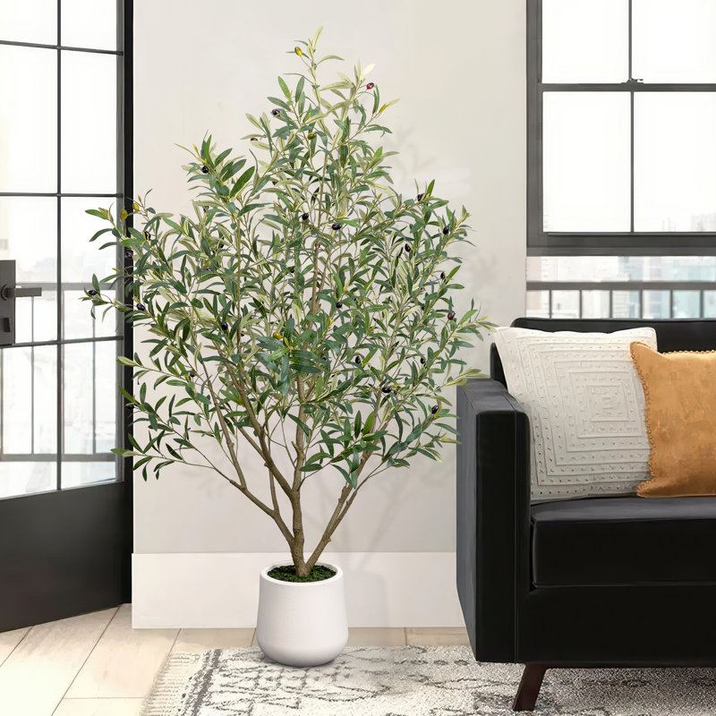 60" 5FT Artificial Olive Tree with Lifelike Olive Fruits, Lush Dense Foliage, 60" H x 42" W x 29" D