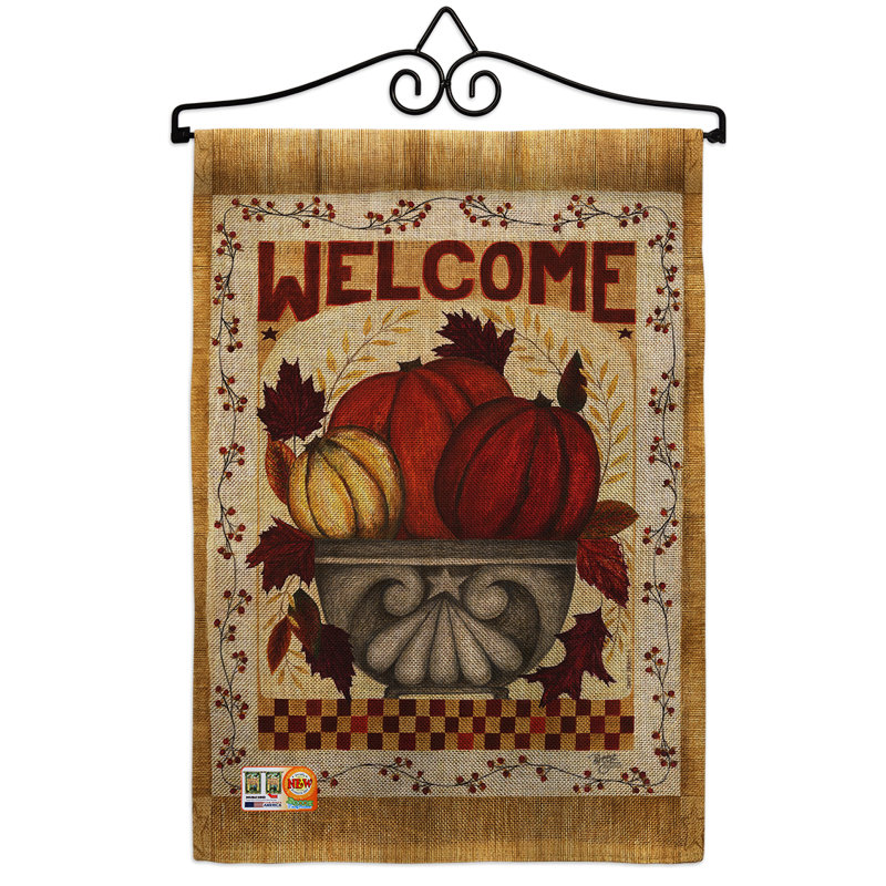En toile jute à 2 côtés en toile jute 19 x 13 po "automne welcome" drapeau de jardin