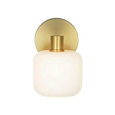 Mid-Century 1-Light Short Cylindrical Glass Wall Sconce