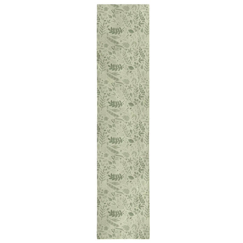 Chemin de table Festive Hol Autumn, L 90 po x l 16 po, Mélange de coton, Vert olive