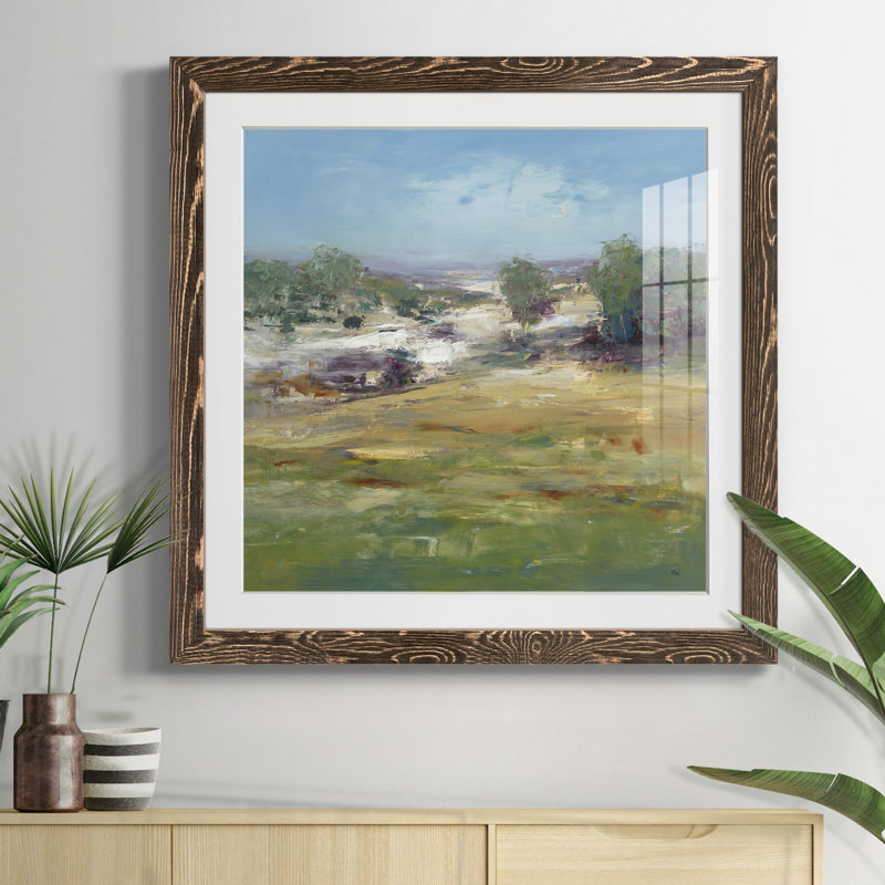 Vue d'été - Peinture, Papier noyer, H 35,5 po x l 35,5 po x P 1,5 po