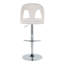 Tabouret de bar réglable en métal chromé et tissu neige avec repose-pieds en T arrondi - ensemble de 2-130389926-130389922