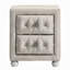 Table de chevet Rex, 2 tiroirs, revêtement classique capitonné beige en cristal