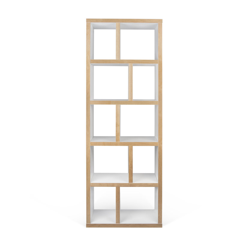 Stetson 4 Level Cube Unit Bookcase, (5 Shelves) 78" H x 28" W x 13" D, Pure White / Plywood Edge