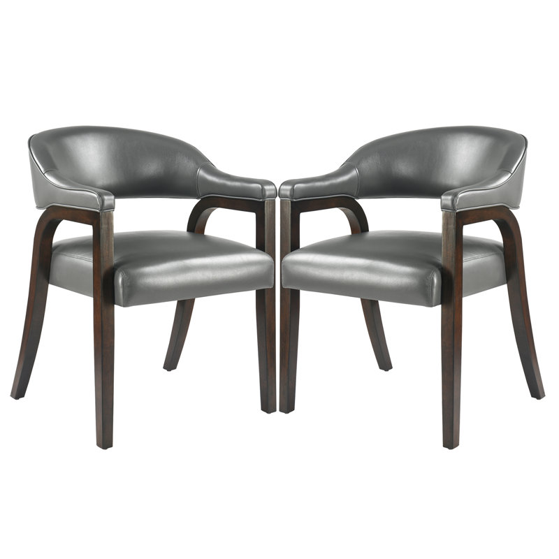 Color Arm Barrel Dining Chair (Set of 2), Gray