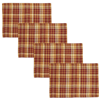  Astor Plaid Checkered Red Placemat Set Of 4
