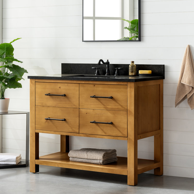 Ensemble de meuble-lavabo simple 42 po Keri, Naturel / Noir antique