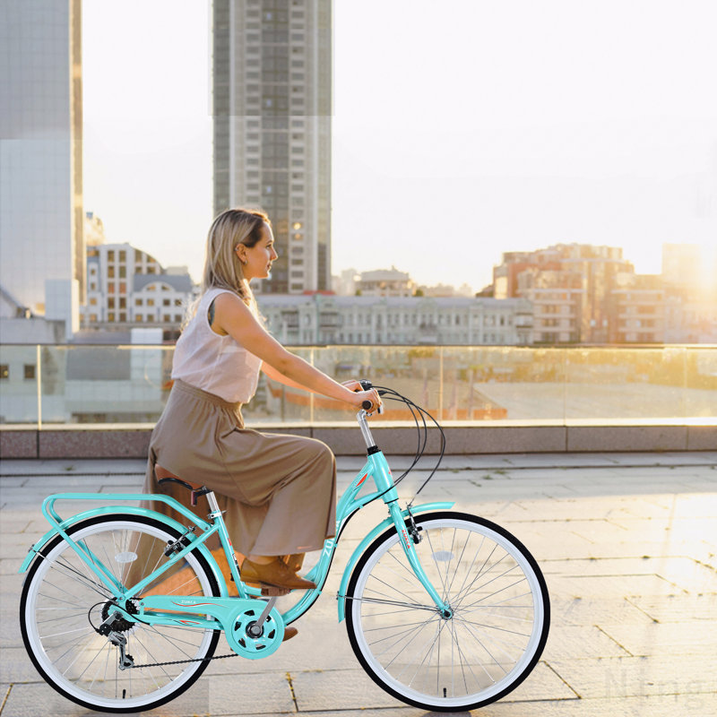 7 vitesses, cadre en acier, plusieurs couleurs pour dames, vélo de 24 pouces