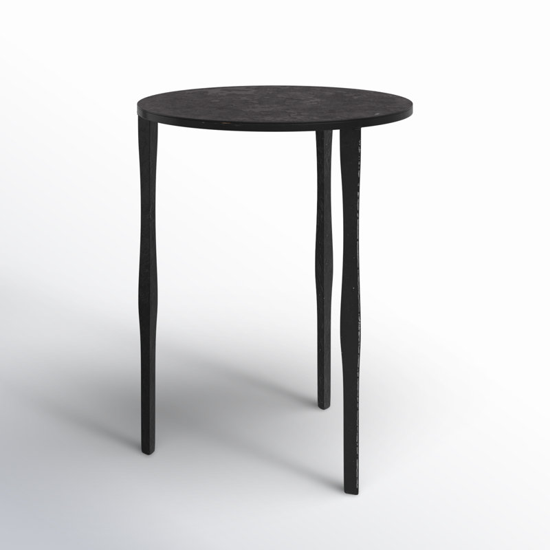 Ebony Black Round Iron Three-Leg Accent Table